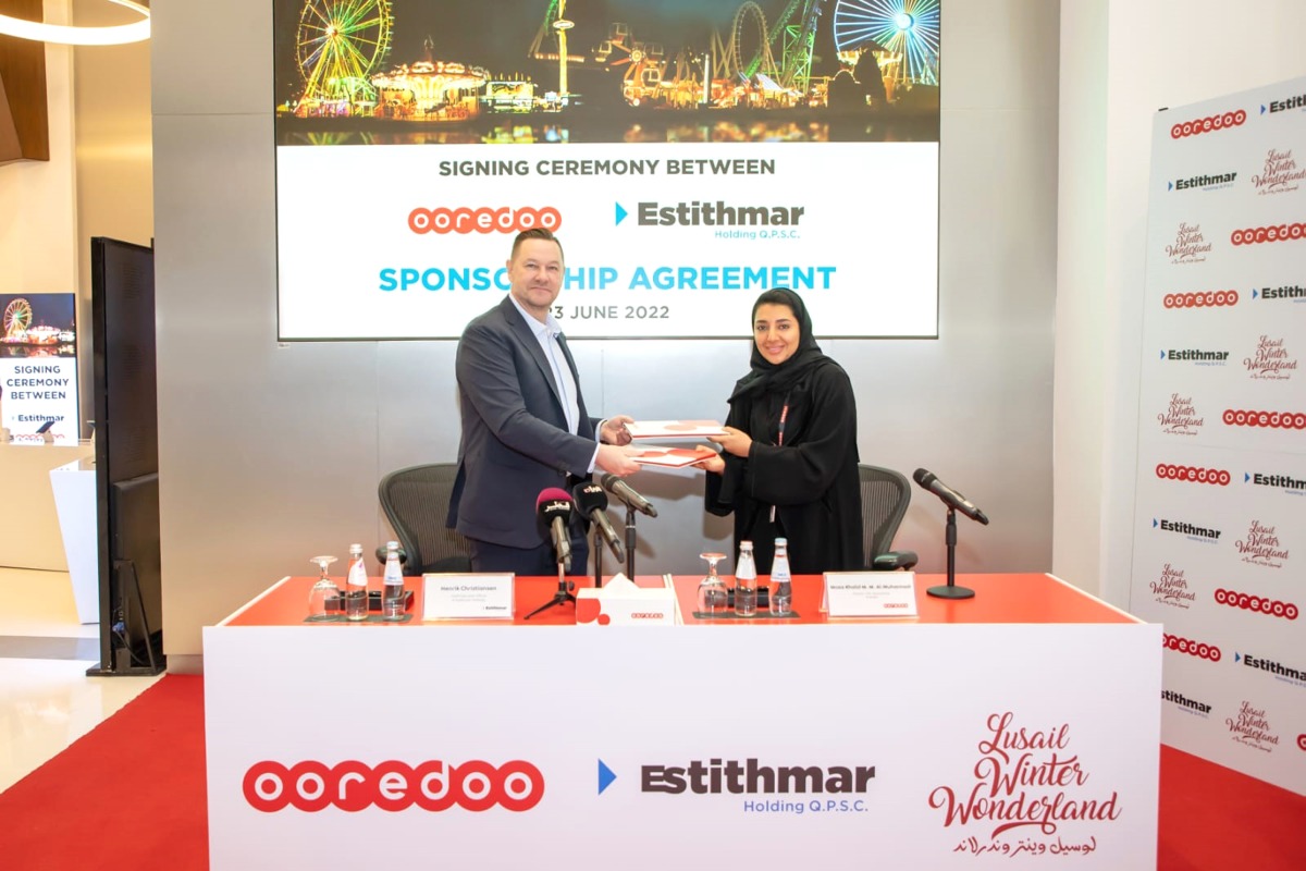 Moza Khalid Al Muhannadi and Henrik Christiansen after signing the agreement.