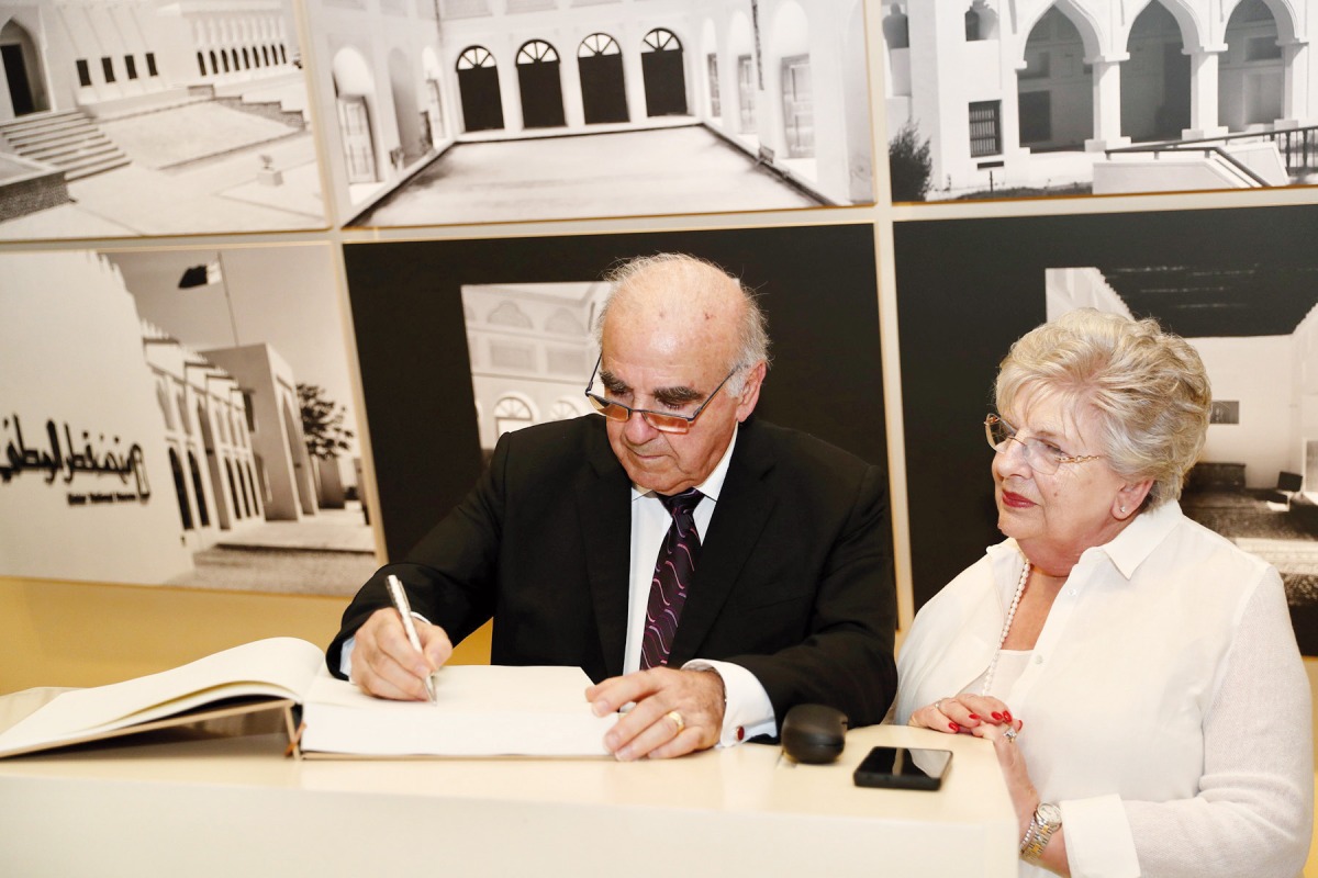 President of Malta H E George Vella, along with his wife, signing the NMoQ honorary record during a visit to the museum.