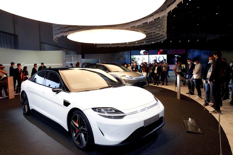 Sony Vision-S 01 and Vision-S 02 electric vehicles are displayed during CES 2022 at the Las Vegas Convention Center in Las Vegas, Nevada. (Reuters/Steve Marcus/File Picture)