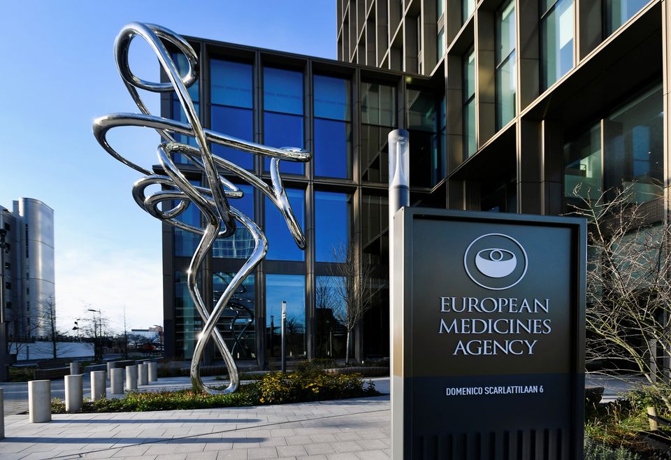 The exterior of EMA, European Medicines Agency is seen in Amsterdam, Netherlands December 18, 2020. REUTERS/Piroschka van de Wouw

