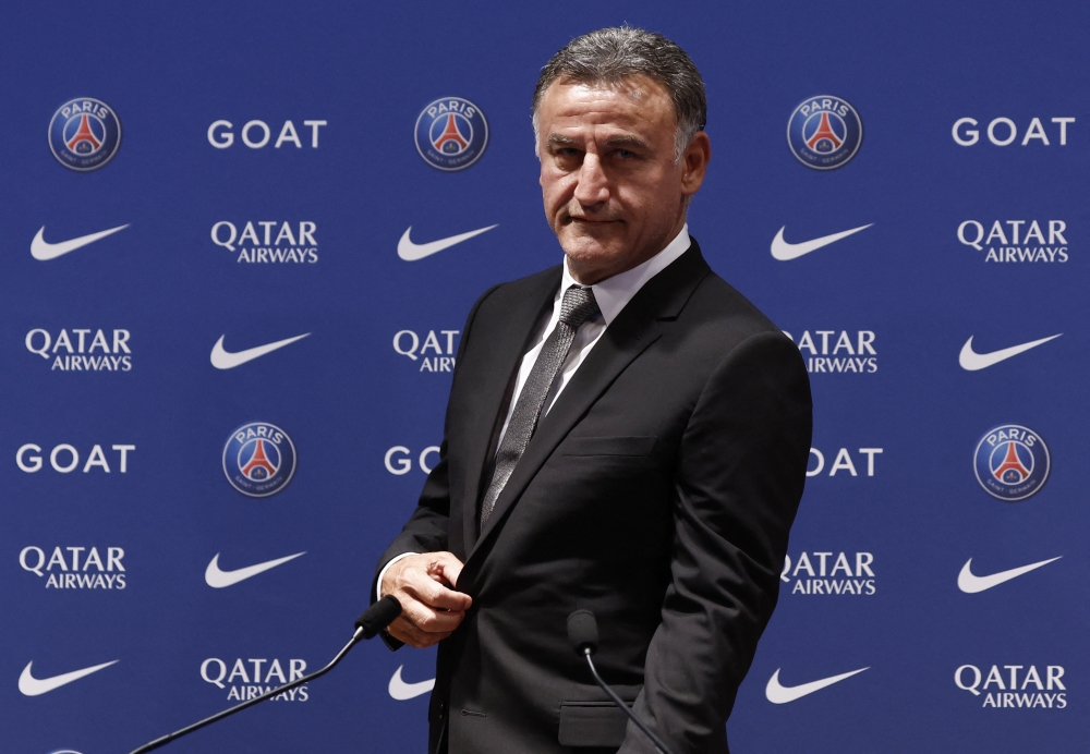 The new Paris St Germain coach Christophe Galtier during the press conference REUTERS/Benoit Tessier