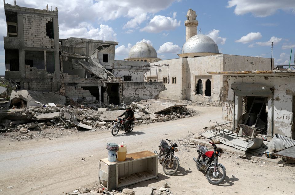 File photo: Damaged buildings in the rebel-held town of Nairab, in northwest Syria’s Idlib region. (Reuters)