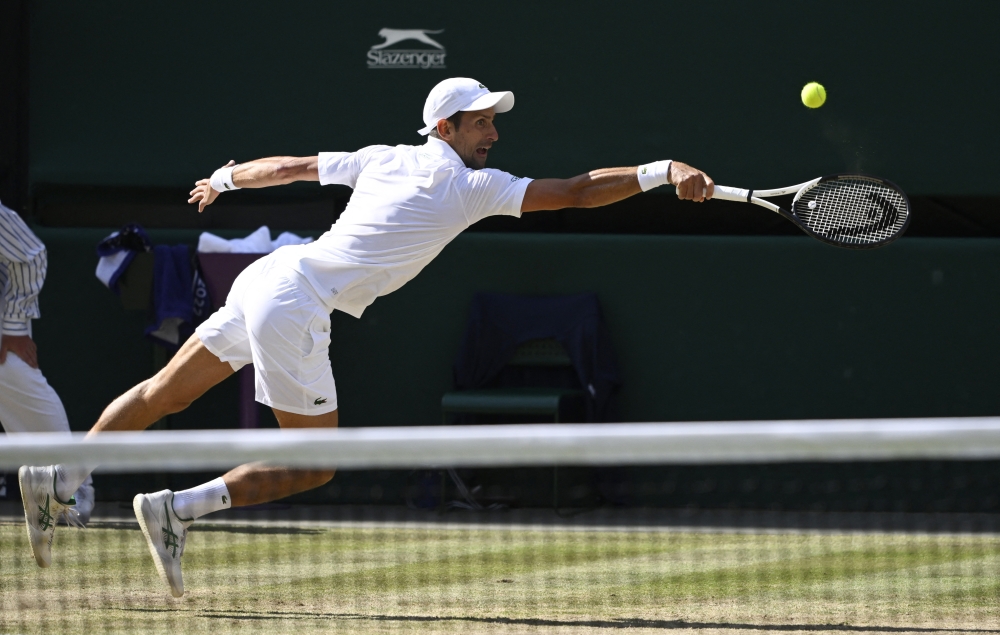 Serbia's Novak Djokovic in action during the men's singles final against Australia's Nick Kyrgios. (REUTERS/Toby Melville)