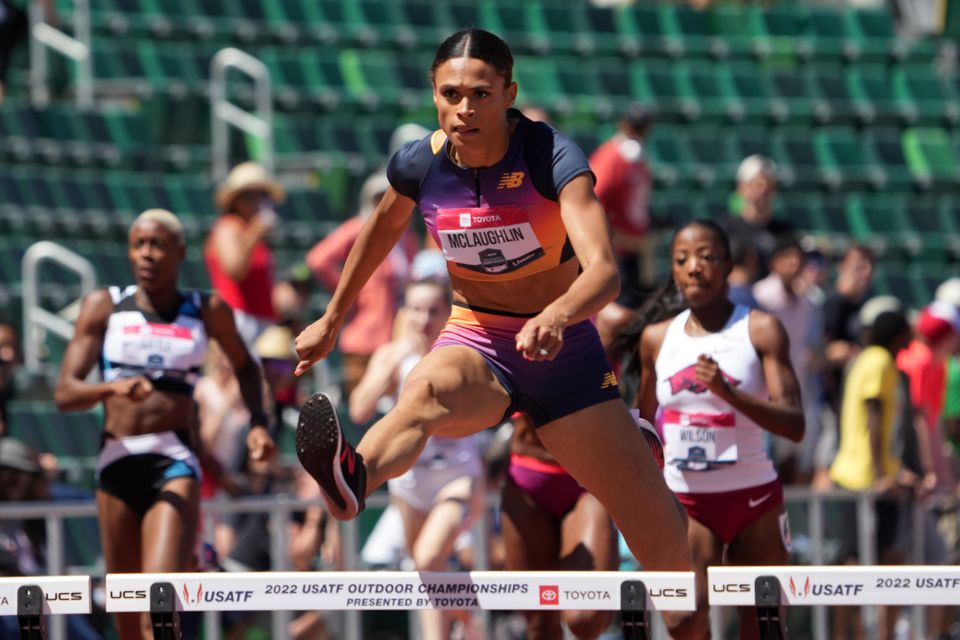 Sydney McLaughlin wins the women's 400m hurdles in a world record 51.41 during the USA Championships at Hayward Field. / Kirby Lee-USA TODAY Sports/File Photo

