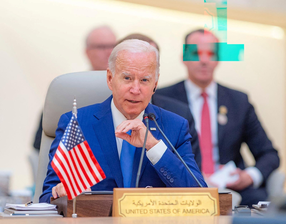 US President Joe Biden attends the Jeddah Security and Development Summit in Jeddah, Saudi Arabia, July 16, 2022. (Saudi News Agency)