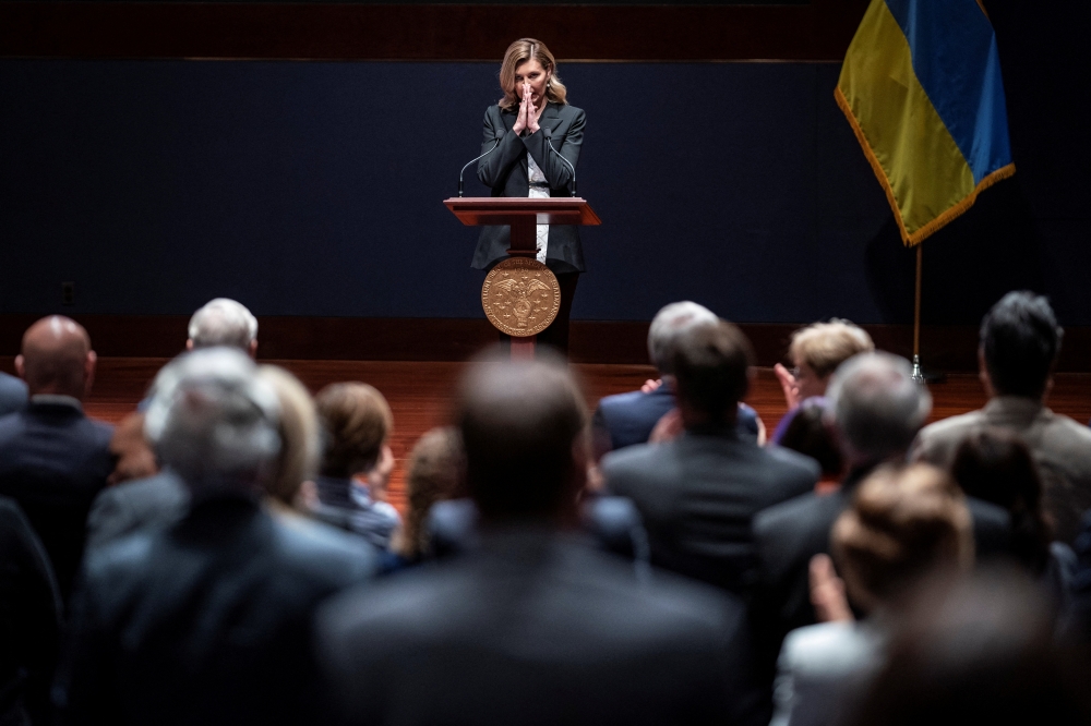 Ukrainian first lady Olena Zelenska attends a meeting with members of the United States Congress, on Capitol Hill in Washington, US, July 20, 2022. (Jabin Botsford/Pool via REUTERS)