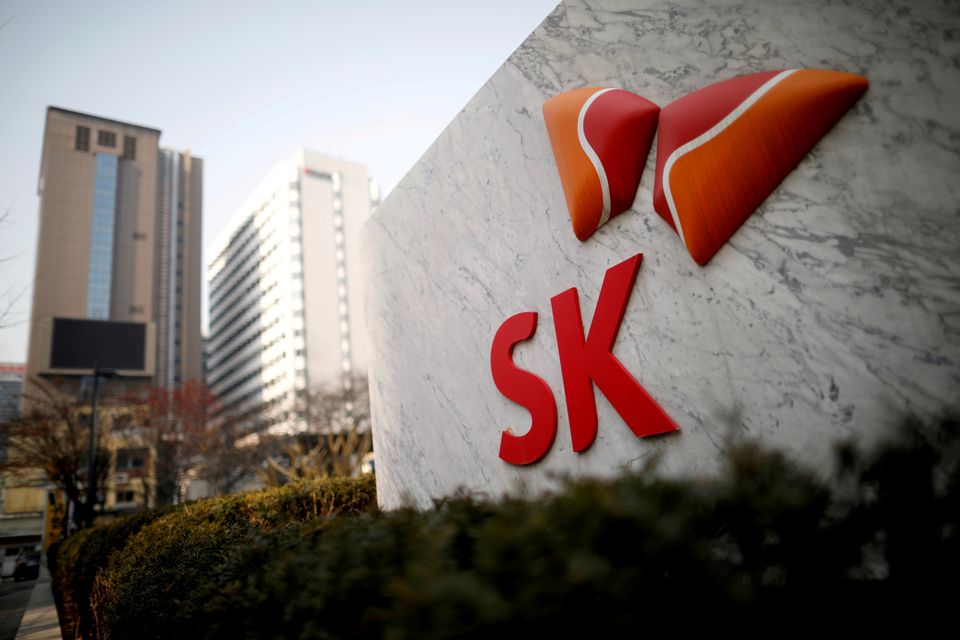 The logo of SK Innovation is seen in front of its headquarters in Seoul, South Korea, February 3, 2017. REUTERS/Kim Hong-Ji/File Photo/File Photo
