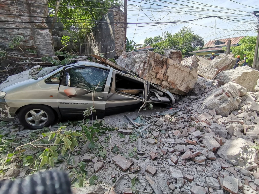 A general view of damage caused following an earthquake in Vigan, Philippines July 27, 2022. Public Information Service-Bureau of Fire Protection/Handout via REUTERS THIS IMAGE HAS BEEN SUPPLIED BY A THIRD PARTY. NO RESALES. NO ARCHIVES. MANDATORY CREDIT
