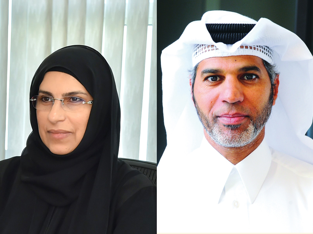 Dr. Eiman Mustafawi, Vice-President for Student Affairs at Qatar University, and Ahmed Nasser Al Balam (right), Head of the Academic and Vocational Guidance Department at the Ministry of Education and Higher Education