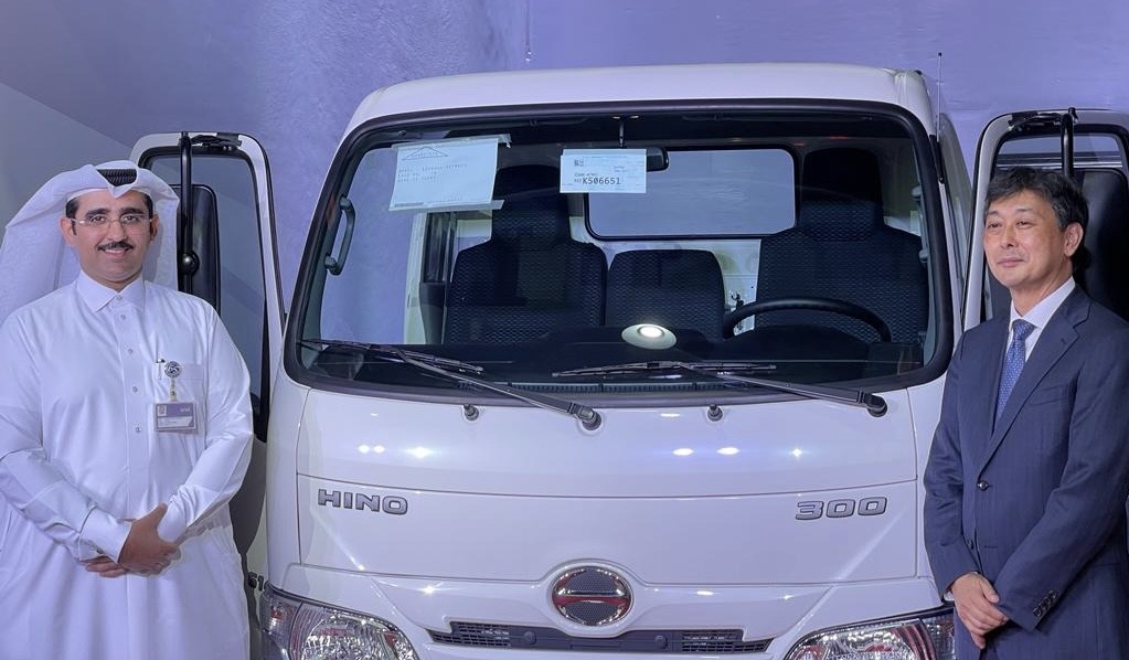 Ali Mohamed Al Kuwari, Vice-President - Marine and Industrial Equipment at Milaha and Satoshi Matsumoto, Managing Director at Hino Motors Middle East, during the launch ceremony, in Doha, recently. 