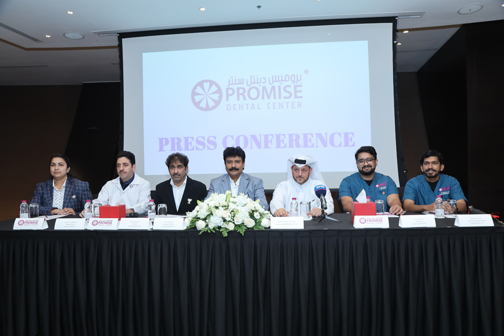 Promise Dental Centre officials during a press conference to announce its new branch located in Madinat Khalifa South.