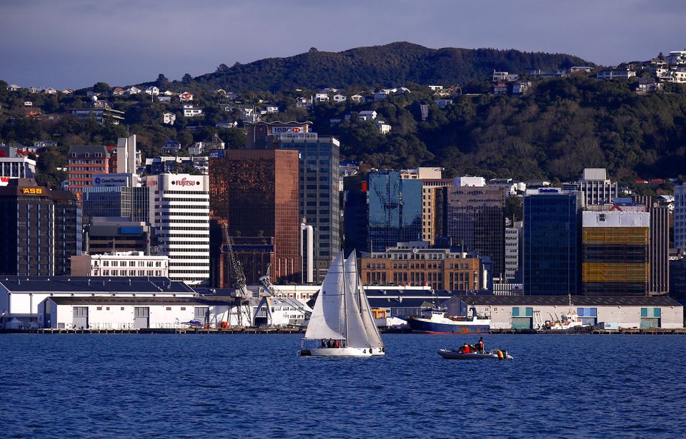 A sailing boat can be seen in front of the central business district (CBD) of Wellington in New Zealand, July 2, 2017. Picture taken July 2, 2017. REUTERS/David Gray

