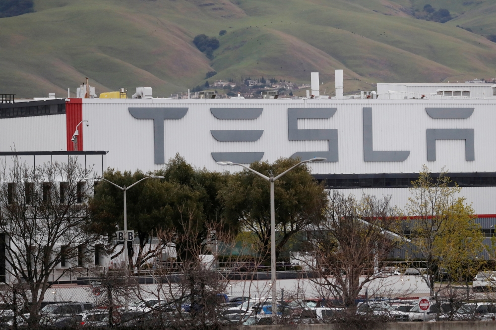 A view of Tesla Inc's U.S. vehicle factory in Fremont, California, U.S., March 18, 2020. Reuters/Shannon Stapleton/File Photo