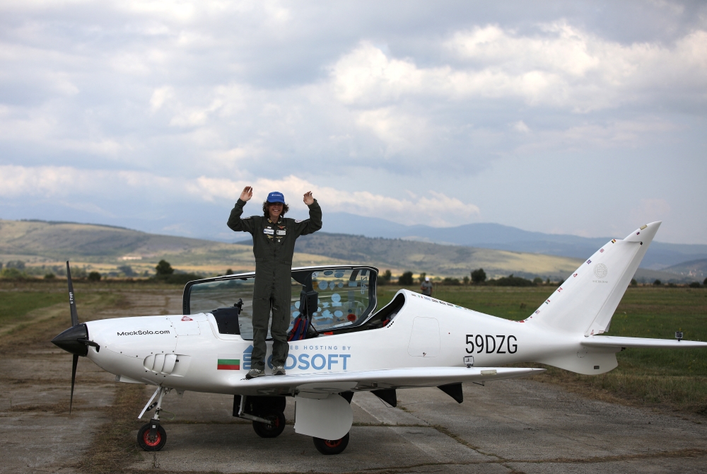 Mack Rutherford poses after his arrival at an airport near Radomir, Bulgaria, August 24, 2022. (REUTERS/Stoyan Nenov)
