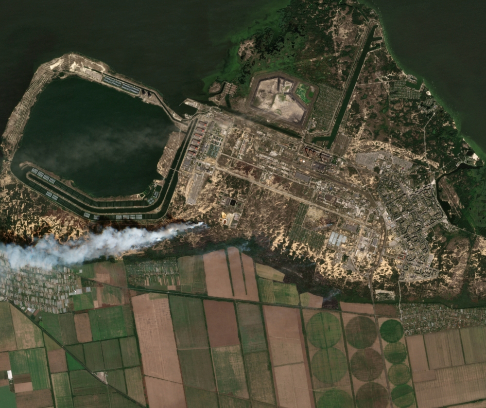 Overview of Zaporizhzhia nuclear power plant and fires, in Enerhodar in Zaporizhzhia region, Ukraine, on August 24, 2022. Reuters
