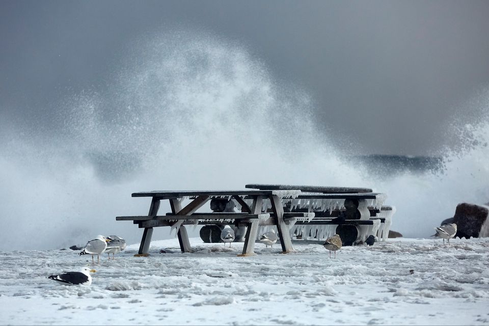 Snowfall and stormy weather hits the island of Bornholm in the Baltic Sea, Denmark, February 9, 2021. Ritzau Scanpix/Pelle Rink via REUTERS

