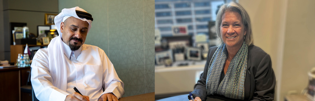 QFC Authority CEO Yousuf Mohamed Al Jaida and President of Asset Management, UBS Suni Harford signing a Letter of Intent to collaborate on the establishment of a green sustainable private markets initiative.