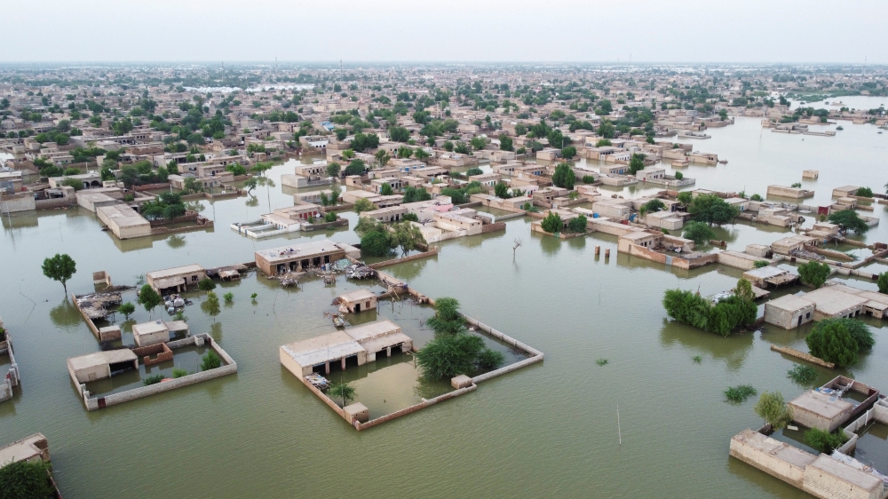A general view of the submerged houses, following rains and floods during the monsoon season in Dera Allah Yar, District Jafferabad, Pakistan, September 1, 2022. (REUTERS)