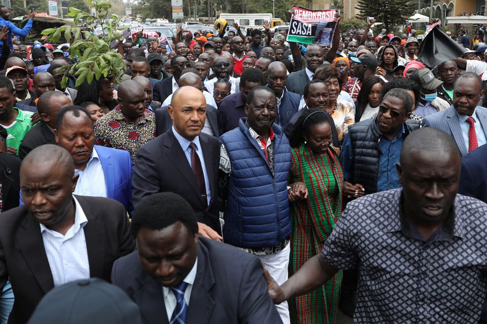 Kenya's opposition leader and presidential candidate Raila Odinga, of the Azimio La Umoja (Declaration of Unity) One Kenya Alliance, walks on the day of filling a petition challenging the presidential election result, in Nairobi, Kenya, on August 22, 2022. REUTERS/Baz Ratner