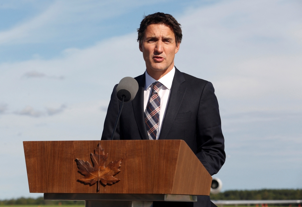 Canada's Prime Minister Justin Trudeau speaks a day after multiple people in the province of Saskatchewan were killed and injured in a stabbing spree, in Ottawa, Ontario, on September 5, 2022.  REUTERS/Patrick Doyle
