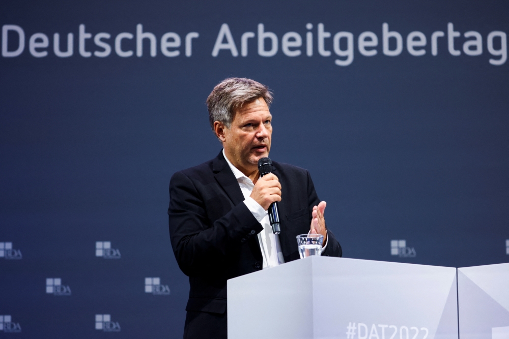 German Economy and Climate Minister Robert Habeck speaks during the German Employers' Day of the Confederation of German Employers' Associations (BDA) in Berlin on September 13, 2022. REUTERS/Michele Tantussi