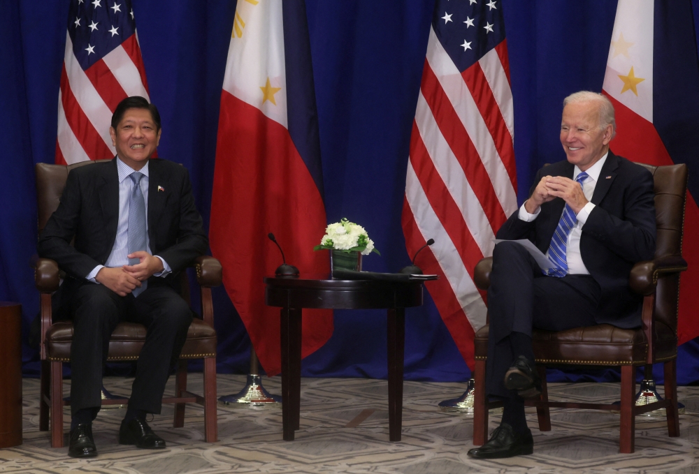US President Joe Biden takes part in a bilateral meeting with Philippines' President Ferdinand Romualdez Marcos, Jr in New York, US, on September 22, 2022. (REUTERS/Leah Millis)