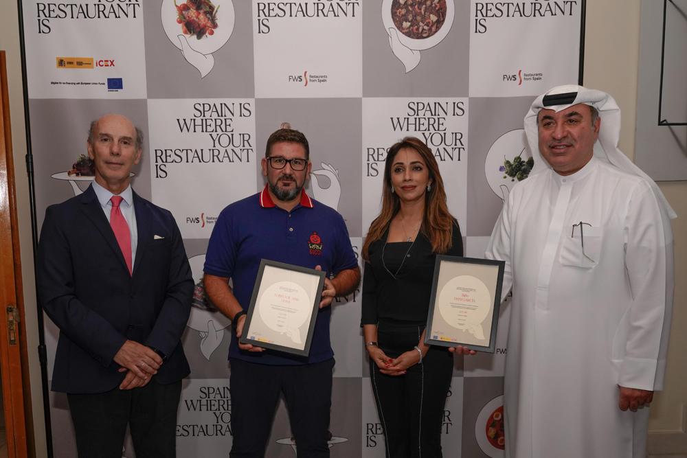 From left: Ambassador of Spain to Qatar H E Javier Carbajosa; Chef Dani García; Ambreen Qazi, spouse of the Ambassador; and Omar Alfardan, CEO of Alfardan Hospitality. 