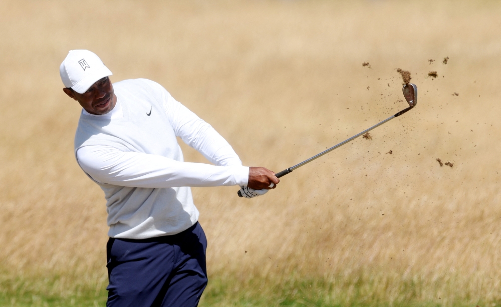 Tiger Woods of the US in action during the second round of the 150th Open Championship at Old Course, St Andrews, Scotland, Britain, July 15, 2022. (REUTERS/Paul Childs)