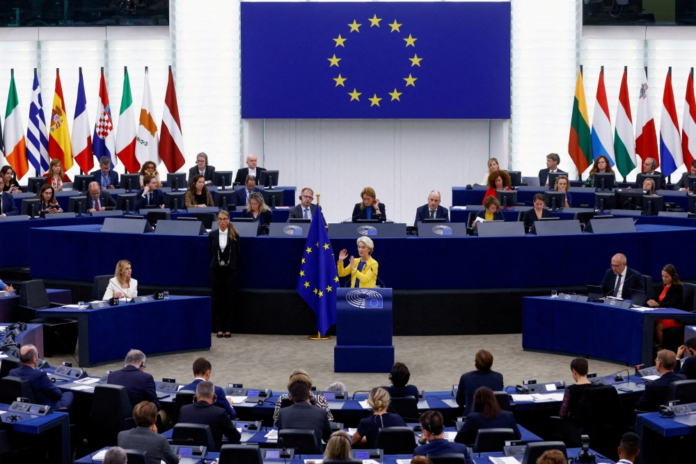 The European Parliament in session, in Strasbourg, France, September 14, 2022. REUTERS/Yves Herman/File Photo