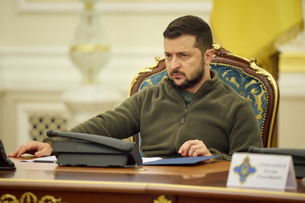 Ukraine's President Volodymyr Zelenskiy attends a meeting of the National Security and Defence Council in Kiev, Ukraine, on September 30, 2022. Ukrainian Presidential Press Service/Handout via REUTERS 