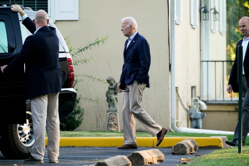 US President Joe Biden leaves St Joseph on the Brandywine Catholic Church after attending Mass in Wilmington, Delaware, US, October 8, 2022. (REUTERS/Elizabeth Frantz)