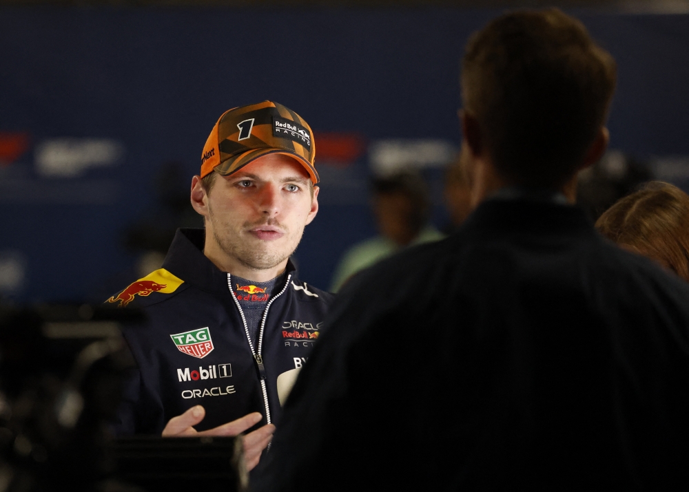 October 9, 2022 Red Bull's Max Verstappen is interviewed after the race REUTERS/Issei Kato