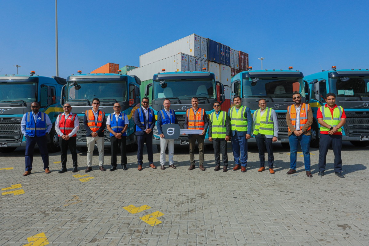 Officials from Domasco and GAC Qatar during the delivery of the new Volvo FM 400 4X2 tractor heads, in Doha, recently.  