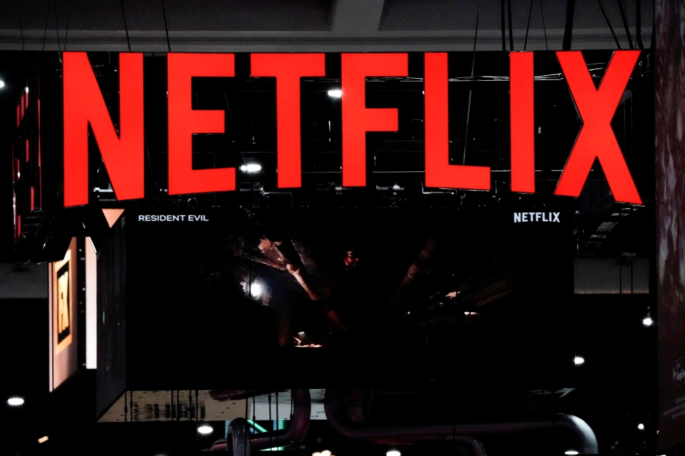 Signage at the Netflix booth is seen on the convention floor at Comic-Con International in San Diego, California, US, on July 21, 2022. File Photo / Reuters
 