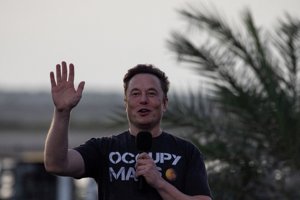 File Photo: SpaceX Chief Engineer Elon Musk during a joint news conference with T-Mobile CEO Mike Sievert at the SpaceX Starbase, in Brownsville, Texas, US, August 25, 2022. (REUTERS/Adrees Latif)