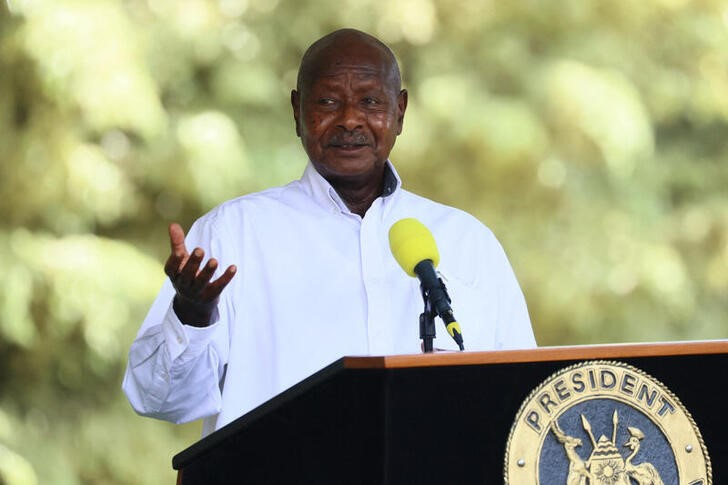 Ugandan President Yoweri Museveni attends a news conference following talks with Russian Foreign Minister Sergei Lavrov in Entebbe, Uganda, on July 26, 2022. File Photo / Reuters

