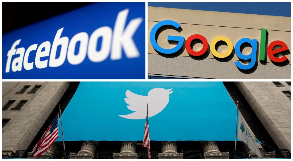Facebook, Google and Twitter logos. (REUTERS/File Photo)