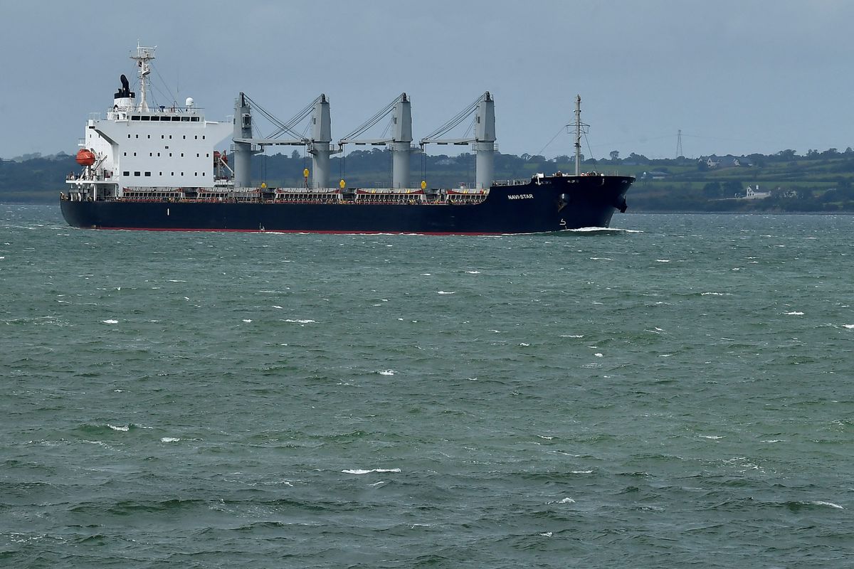 The Panama-flagged bulk carrier ship, the Navi Star arrives at Foynes Port delivering 33,000 tonnes of Ukrainian corn to Ireland after departing Odessa following the formation of the Black Sea Grain Initiative, in Foynes, Ireland, August 20, 2022. (REUTERS/Clodagh Kilcoyne)