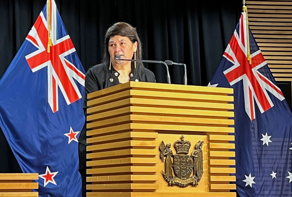 File Photo: New Zealand Foreign Minister Nanaia Mahuta and Australian Foreign Minister Penny Wong (not pictured) speak to the media following a bilateral meeting, in Wellington, New Zealand, June 16, 2022. (REUTERS/Lucy Craymer)