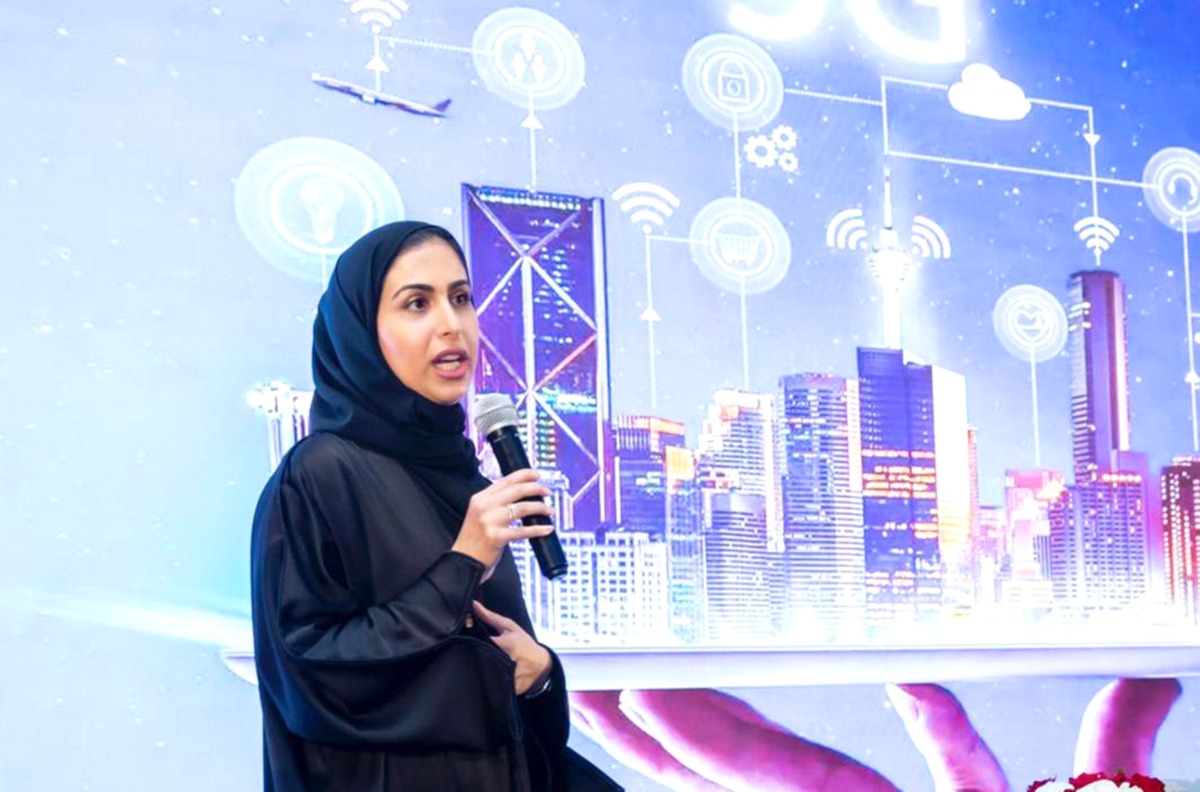 Mariam Ahmed Al Khal, Director ICT Product Development at Ooredoo addressing the event.