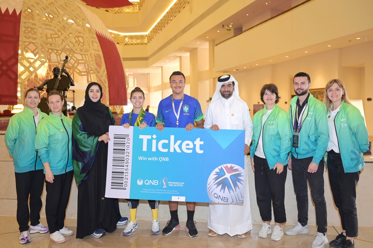 Heba Ali Al Tamimi, General Manager of QNB Group with Brazil fans.