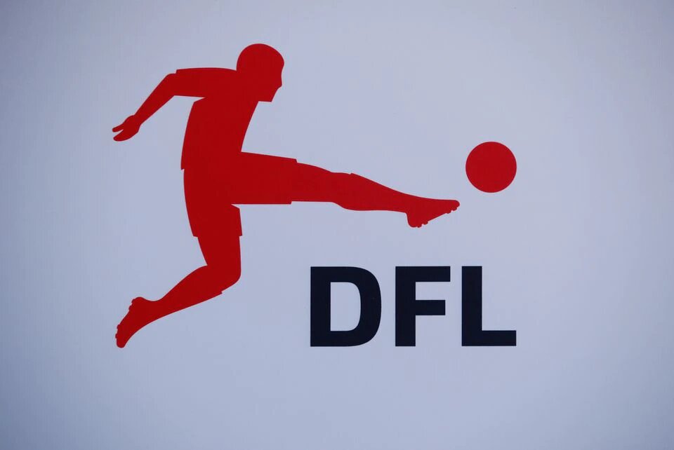 The logo of the German Football League (DFL) is pictured in Video Assist Centre in Cologne, Germany, August 5, 2019. File Photo