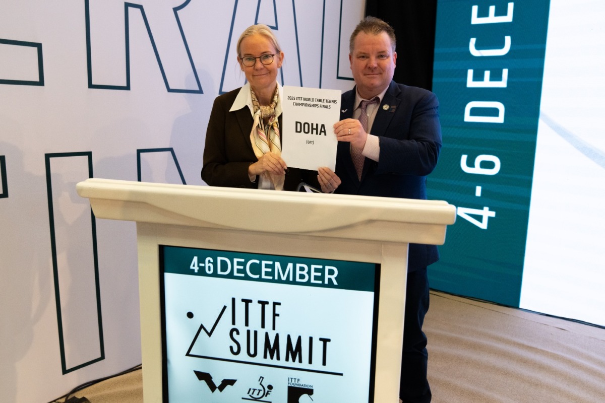 Doha was selected to host the 2025 ITTF World Table Tennis Championships Finals following a vote from Member Associations yesterday at the Annual General Meeting, during the ITTF Summit. 