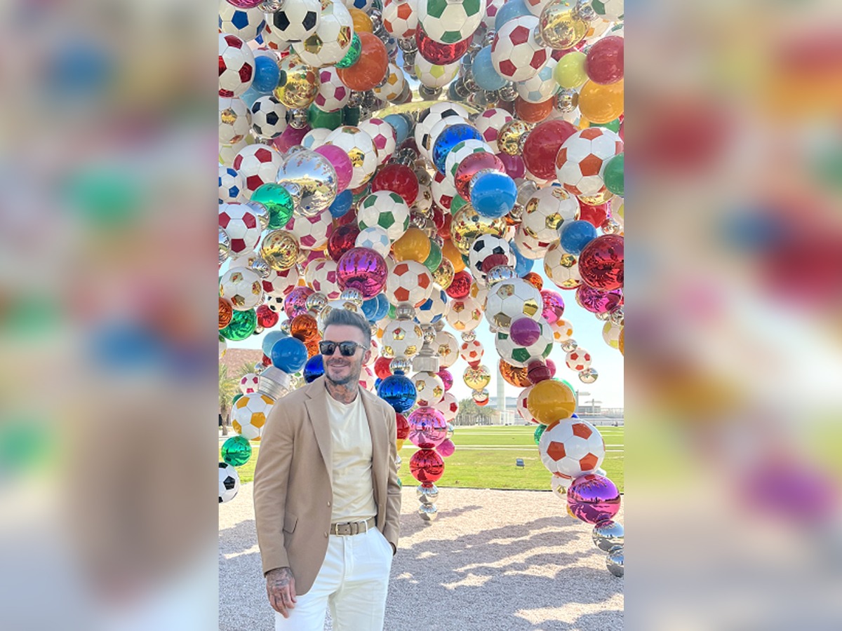 David Beckham exploring the art installation “Come Together” by the South Korean artist Choi Jeong Hwa inside the Education City.