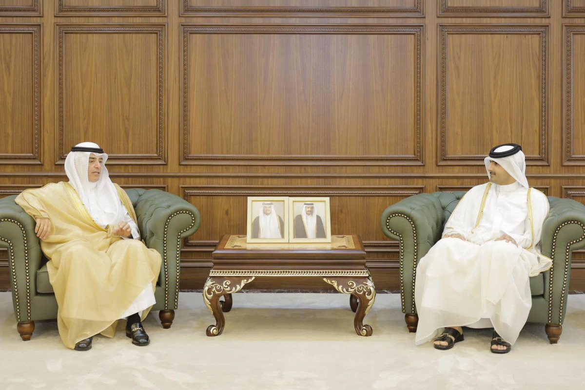Minister of Culture H E Sheikh Abdulrahman bin Hamad Al Thani meeting with Director-General of ICESCO H E Dr. Salim Al Malik, yesterday. 