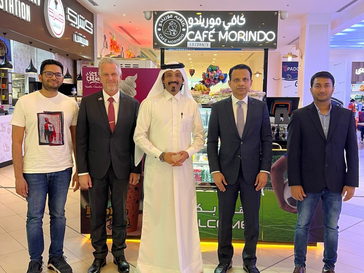 Sri Lankan Ambassador H E Mafaz Mohideen (second right), Entrepreneur and Philanthropist Farhan Al Sheikh Al Sayed in the presence of the Cafe Founder and Director Intiqab Rawoof and business community members during the inauguration of Cafe Morindo at the Gulf Mall.