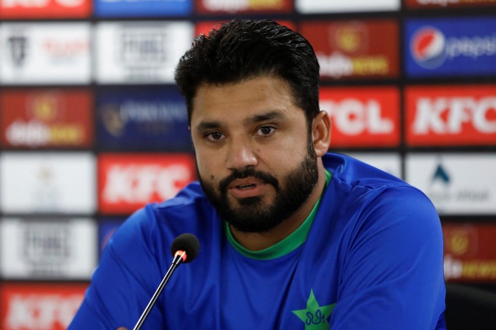 December 16, 2022. Pakistan's Azhar Ali addresses a news conference. REUTERS/Akhtar Soomro