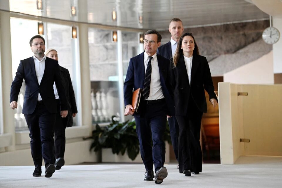 Sweden's Moderate Party leader Ulf Kristersson walks, after being confirmed as new prime minister, in Stockholm, Sweden, on October 17, 2022. File Photo / Reuters





