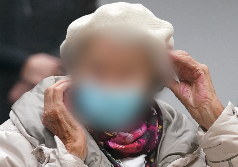 (Files) This file photo taken on December 6, 2022 shows defendant Irmgard F as she waits for the continuation of her trial at court in Itzehoe, northern Germany. (Photo by Marcus Brandt / POOL / AFP) / GERMAN COURT 