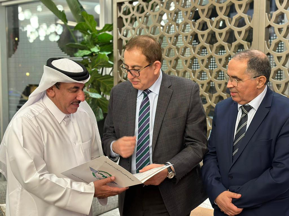Minister of Transport H E Jassim Saif Ahmed Al Sulaiti with officials at the reception held in Rabat, Morocco.